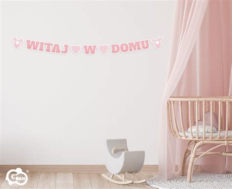 Girlanda papierowa B G Witaj w domu różowa 280 cm