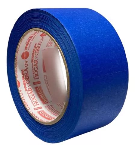 Cinta De Papel Enmascarar Obra Uv 48 Mm X 40 Mt Doble A Color Azul Liso