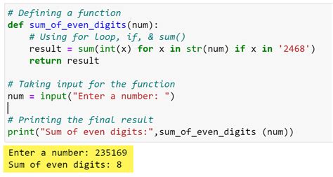 Sum Of Even Digits Of A Number In Python Python Guides