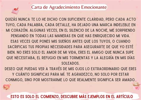 Palabras de amor que tocarán su corazón Una carta de agradecimiento a