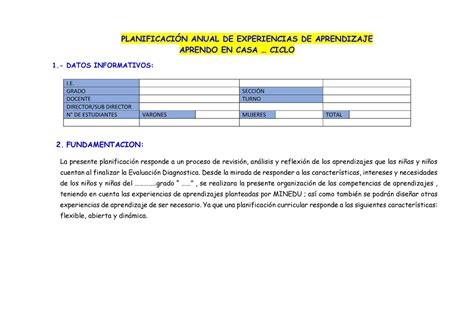 Planificaci N Primaria Ciclo Planificacin Anual De