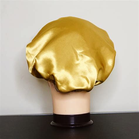 Gold Satin Hair Bonnet Reversible Bonnet Etsy