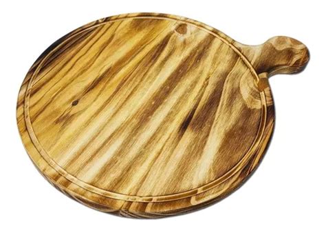 Tabla Pizza Base Madera De Pino Redonda Con Mango C