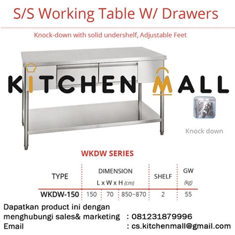 Jual Getra WKDW 150 Stainless Steel Working Table Meja Kerja Dapur