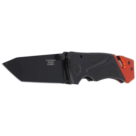 Herbertz Solingen Rescue Knife Black Red Aluminium Epoxy Coated