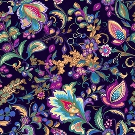 Premium AI Image | A dark purple floral pattern with a purple background.