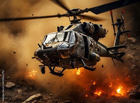 Attack army combat helicopter armed with surface-to-air missiles and a ...