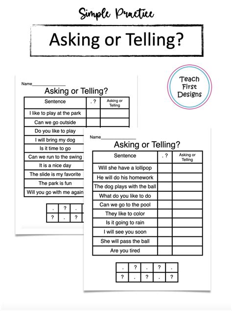 Asking And Telling Sentences Sentences Fun Reading Activities Simple Sentences