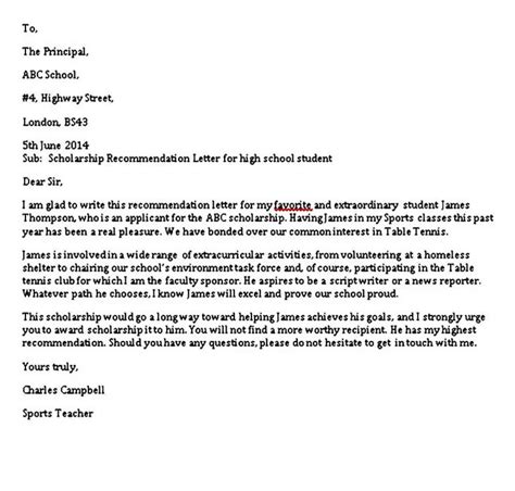 6 Scholarship Recommendation Letter Sample Pdf Word Mous Syusa