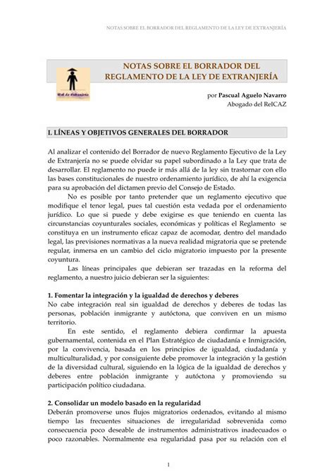 PDF NOTAS SOBRE EL BORRADOR DEL REGLAMENTO DE LA LEY DE