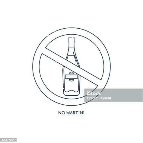 Prohibition Alcohol Sign No Martini Color Illustration Of A Glass Of