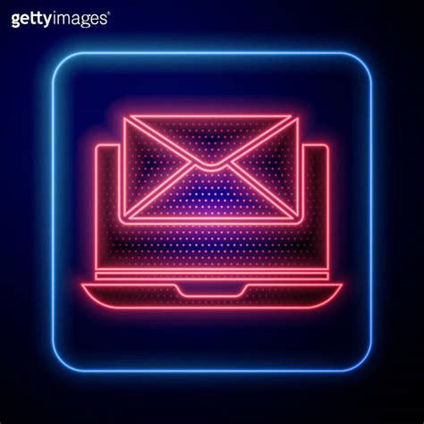 Glowing Neon Laptop With Envelope And Open Email On Screen Icon