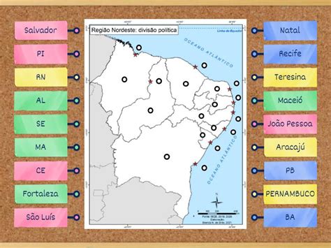 Regi O Nordeste Estados E Capitais Labelled Diagram