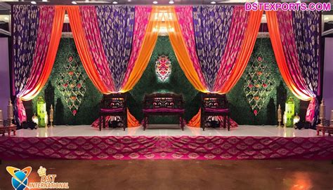 Beautiful Wedding Stage Backdrop Fancy Colorful Mehndi Stage sequin ...