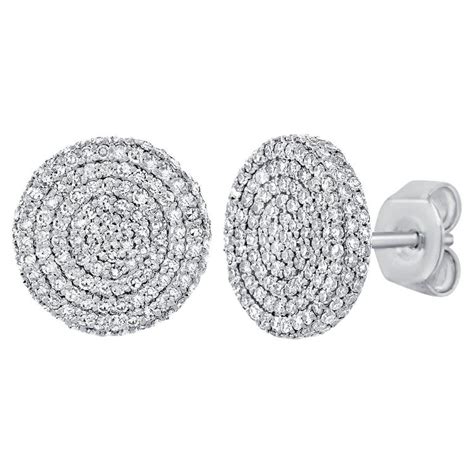 14k Gold And Diamond Large Disc Stud Earrings For Sale At 1stdibs