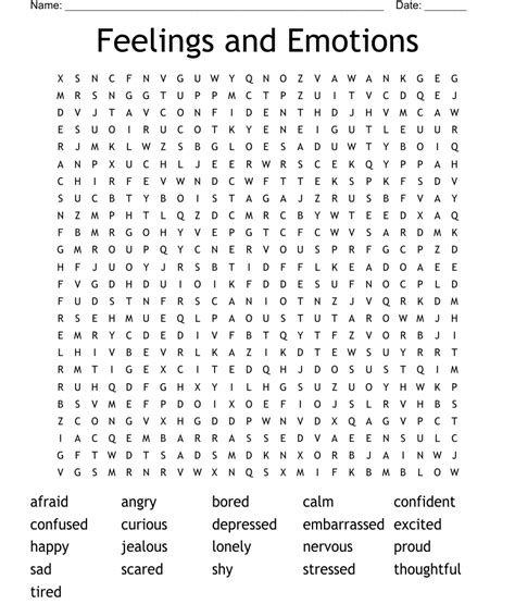 Feelings And Emotions Word Search Wordmint