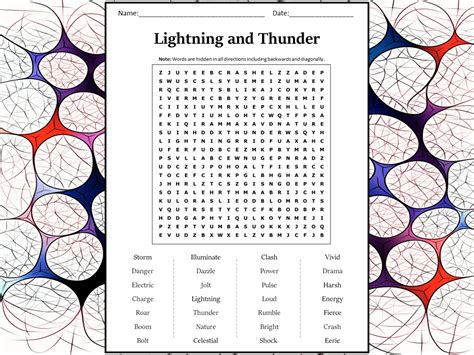 Lightning And Thunder Word Search Puzzle Worksheet Activity Teaching