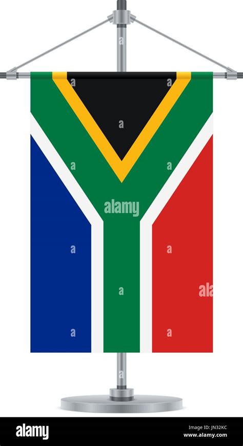 Flag Design South African Flag On The Metallic Cross Pole Isolated