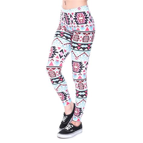 Aztec Round Ombre Printing High Waist Leggings Woman Pants