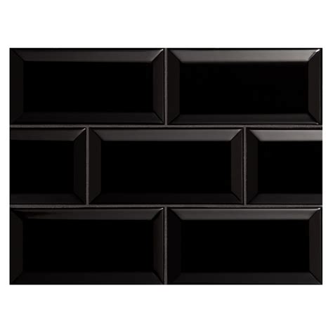 Black Gloss 3 X 6 Beveled Subway Tile Subway Tile Colors Black