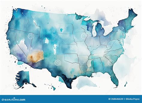 Beautiful Light Blue Usa Map Watercolor Stock Photo Image Of Nevada