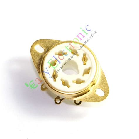 8pin Gold Ceramic Vacuum Tube Socket Octal Valve Base Fr El34 Kt88 6550