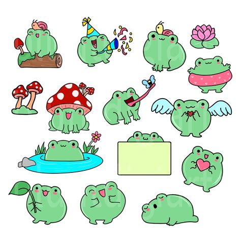 Clipart De Rana Clipart De Rana Kawaii Kawaii Png Ranas Etsy Espa A