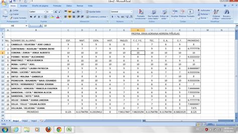 Inform Tica Tabla De Calificaciones En Excel Hot Sex Picture