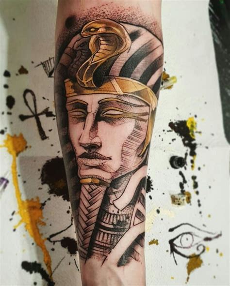 Ancient Egyptian Pharoah Tattoo Black And Gold Lion Tattoo Sleeves