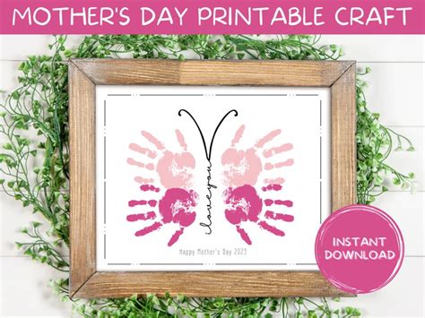 Printable Mothers Day Handprint Craft Butterfly Art Etsy