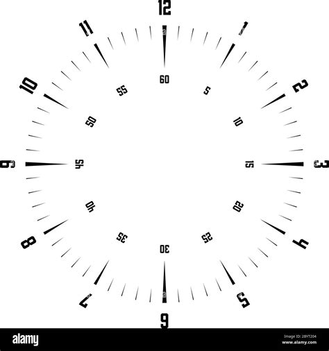 Clock Face Hour Dial With Numbers Dashes Mark Minutes And Hours