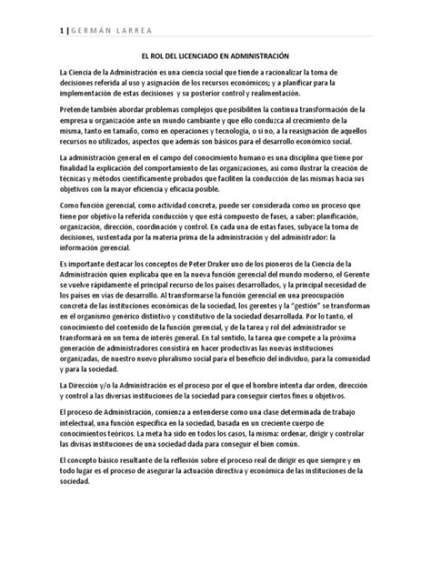 El Rol Del Licenciado En Administración Pdf Institución Sociedad