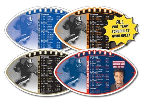 Magnet Sport Schedules Football Shaped Magnets