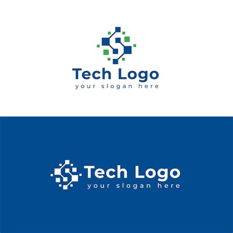 Premium Vector | A blue and white logo for tech company