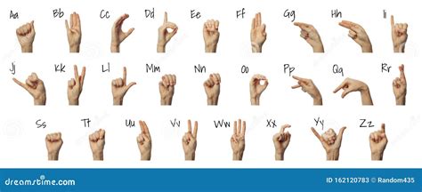 Finger Spelling The Alphabet In Sign Language. Alphabet. Isolated ...