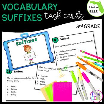 Vocabulary Suffixes Task Cards Rd Grade Fl Best Ela V By