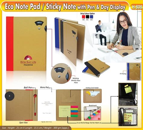 Perfect Bound Eco Note Pad Sticky Note With Pen Day Display Paper