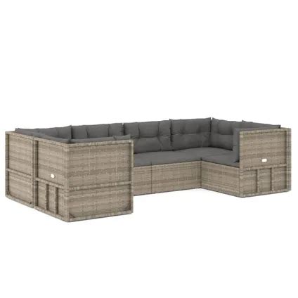 Vidaxl Hoekbank Loungeset Grijs Pe Rattan Gepoedercoat Staal