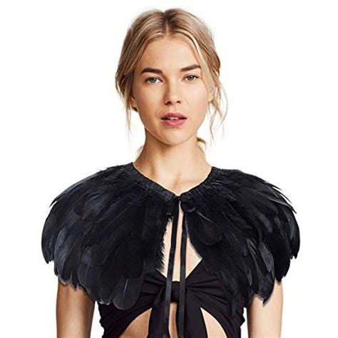 Homelix White Black Feather Cape Shawl Collar F02 Black Https