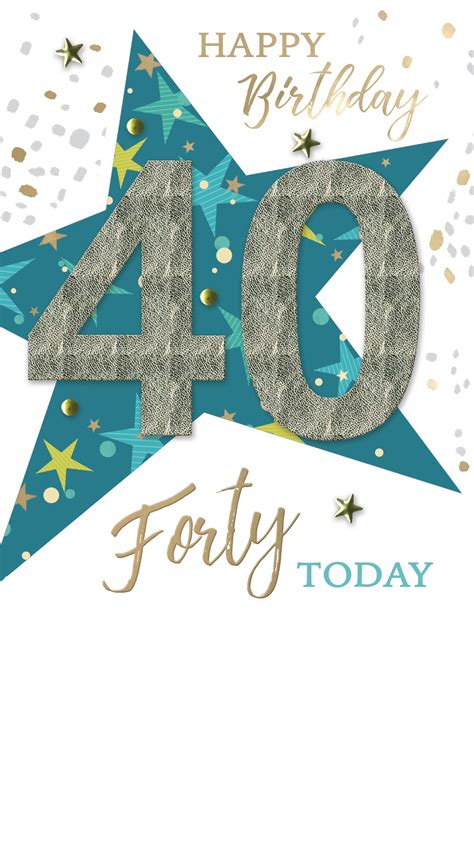 Male 40th Birthday Card Embellished Forty Today Star Champagne Greetin