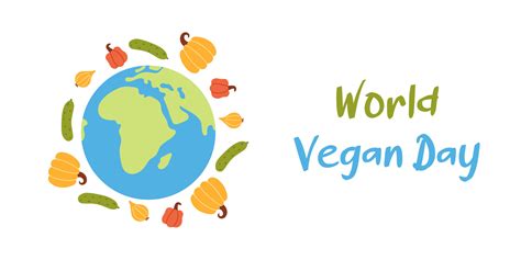 Vector World Vegan Day Background Illustration With Text Earth Planet