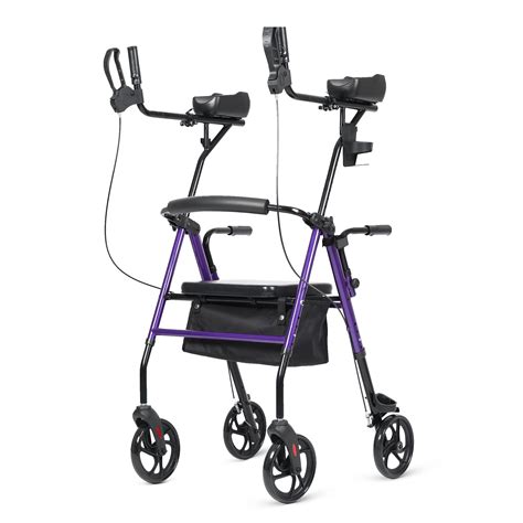 ELENKER Upright Walker, Stand Up Rollator Walker with Padded Seat and Backrest, Lightweight ...