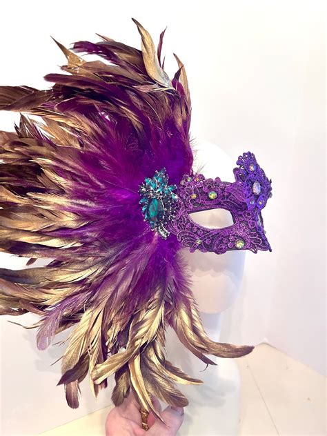 Mardi Gras Masquerade Mask Gold, Green and Purple Mask on a Stick - Etsy