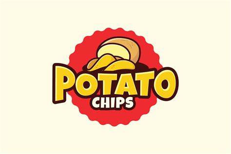 Potato Chips Logo With A Combination Of A Potato And Chips In A Cartoon