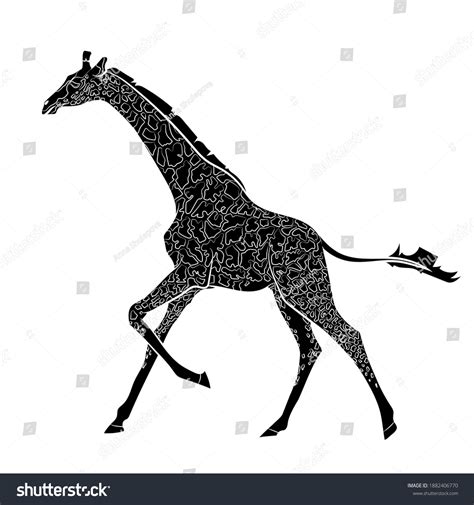 Silhouette Running Giraffe Graphic Drawing Black Stock Vector (Royalty ...