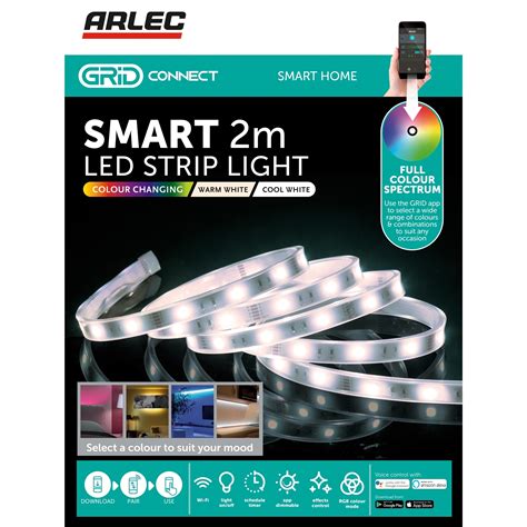 Arlec Grid Connect Smart 2m Led White And Colour Changing Strip Light