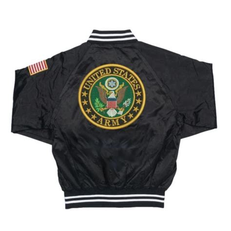 U.S. Army Crest Patch on Black Satin Jacket – Military Republic