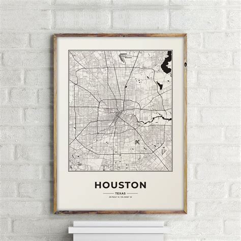 Houston Map Print Houston Texas Maps City Map Prints Wall Etsy