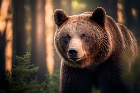 Oso En El Bosque Retrato De Oso Pardoia Generativa Foto Premium