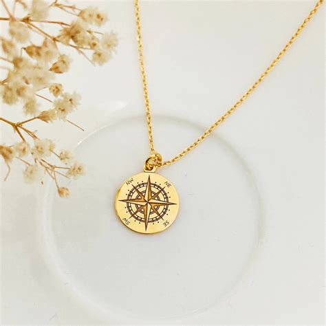 Gold Compass Necklace Compass Rose Ts For Travel Lovers